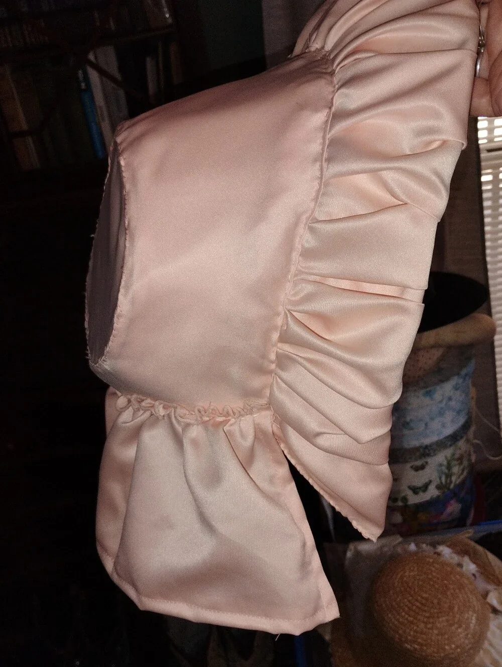 Peach Satin Spoon Bonnet